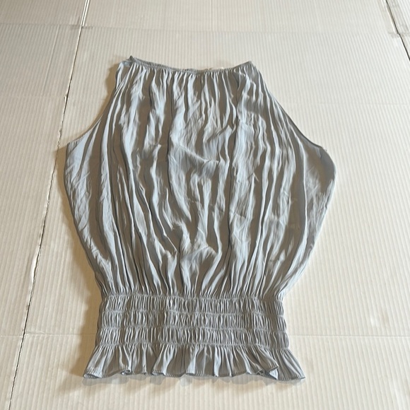 NWT Ramy Brook Lauren baby blue grey Top open hole back stretchy bottom & neck - Picture 1 of 11